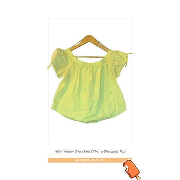 H&M Yellow Smocked Off-the-Shoulder Top - Picture 2 of 2